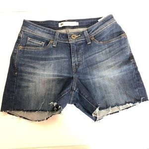 LEVI’s 529 curvy skinny blue Jean Bermuda shorts jorts raw hem